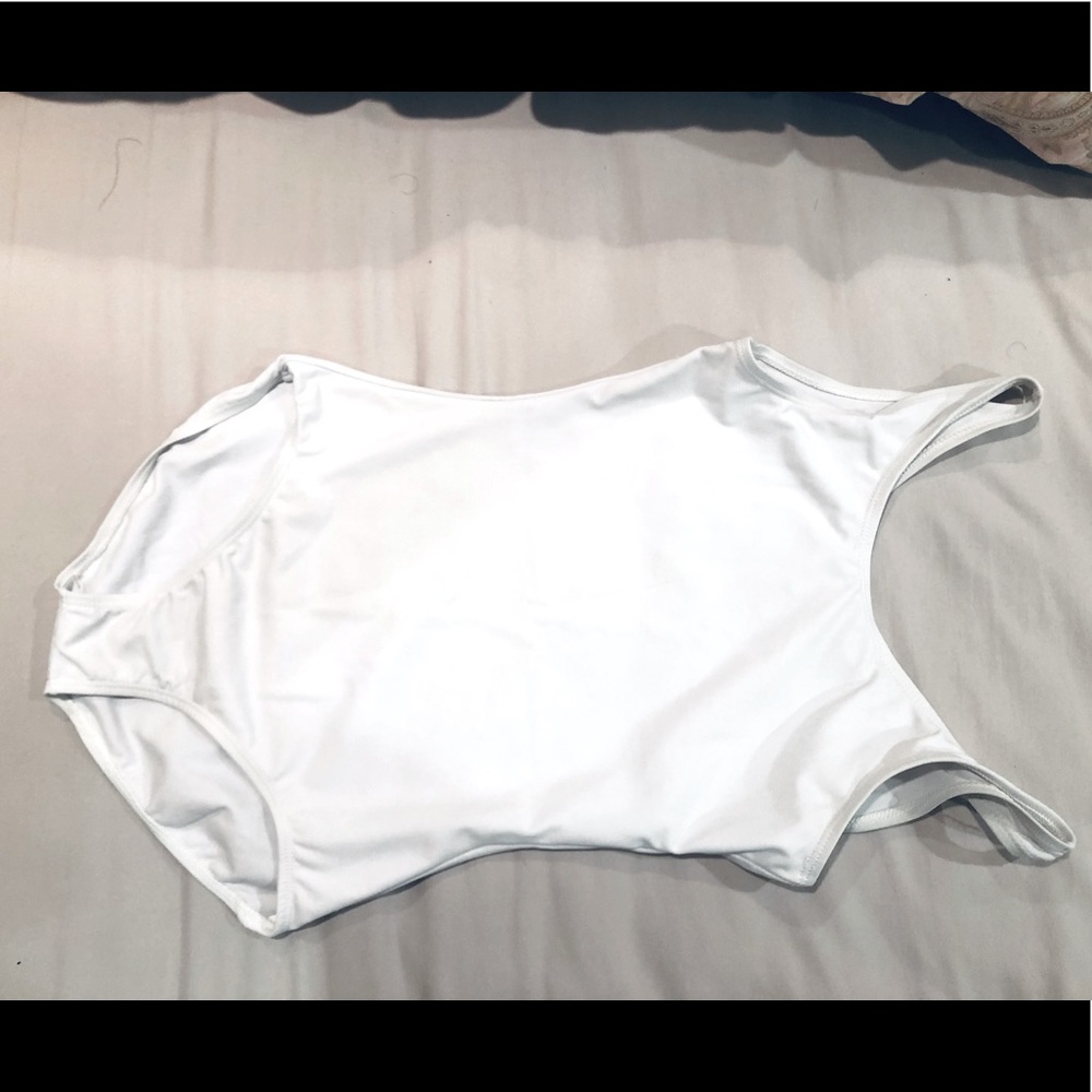 Capezio woman tank leotard, white, L
